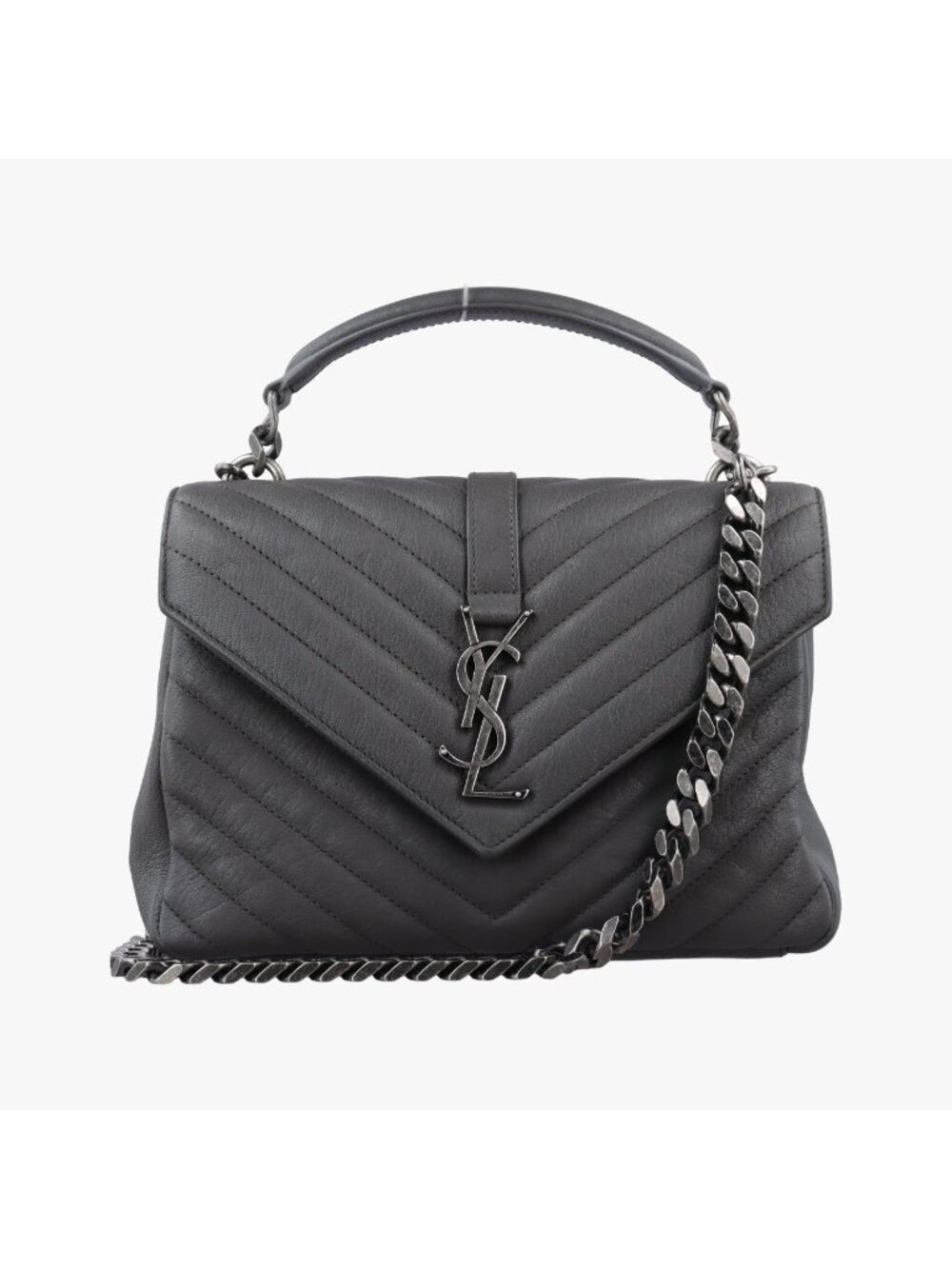 Saint Laurent Carre Gray Leather Shoulder Bag